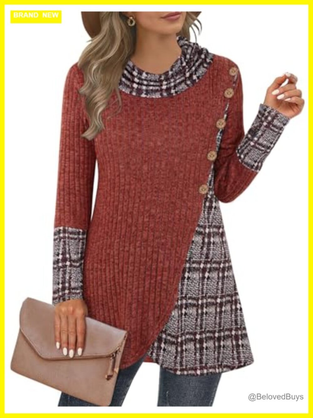 Cowl Neck Pullover Sweater Lightweight Long Sleeve Tunic Asymmetric Hem